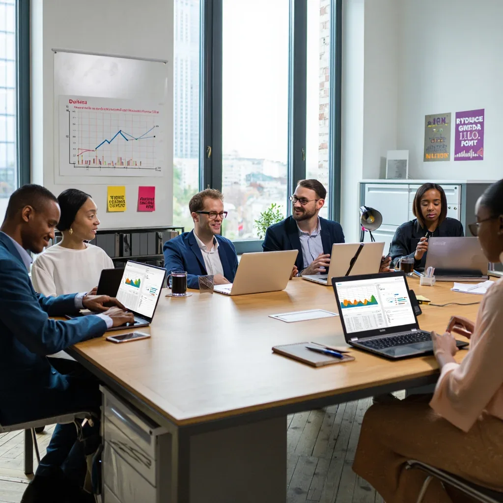 office team working on baacklinks